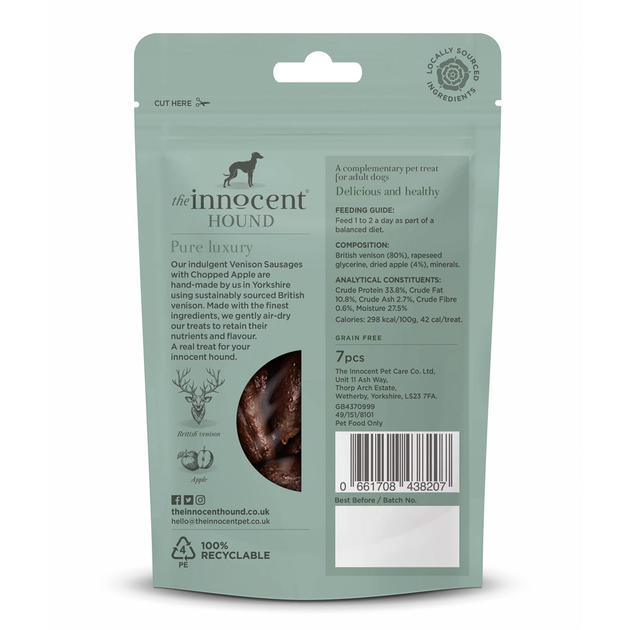 The Innocent Hound Venison Sausages 7PCS (10Pack)