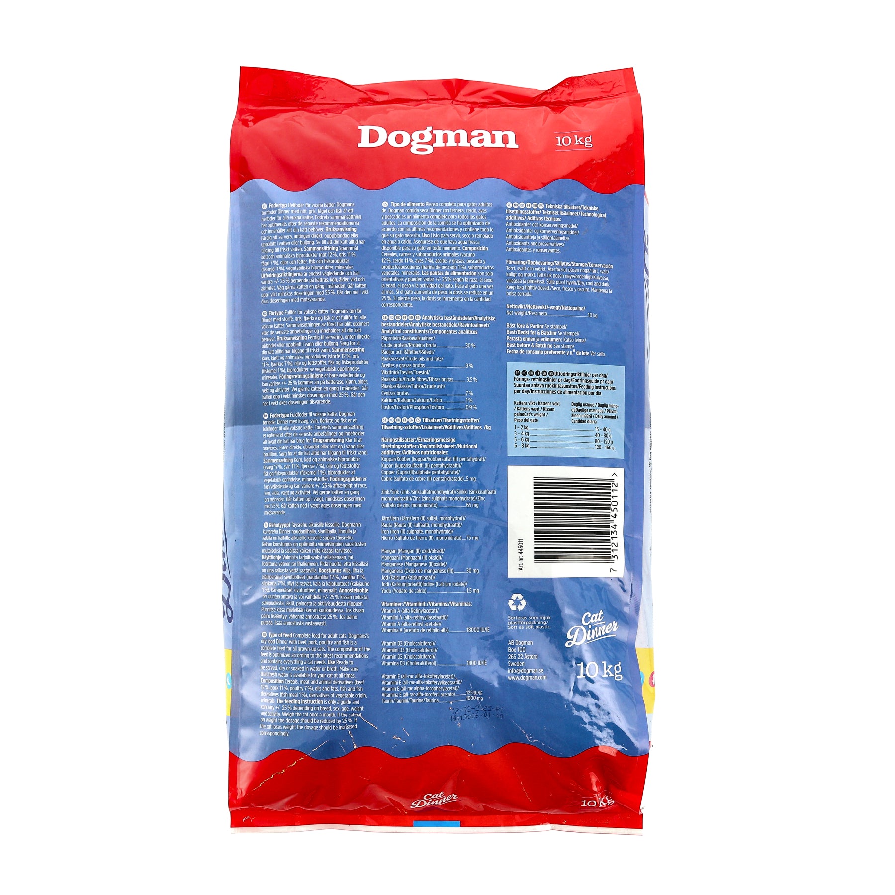 Dinner Torrfoder för katt 10kg