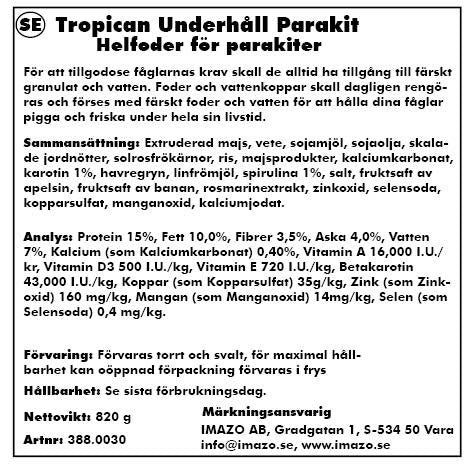 Tropican Underhåll 820gr Parakit