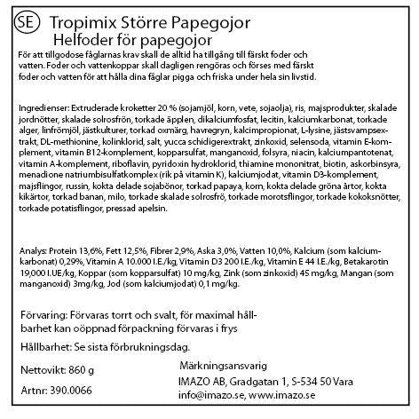 Tropimix Mindre Papegojor 1.8kg