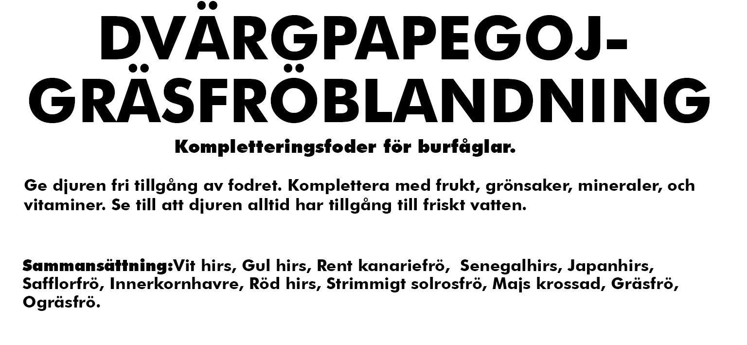 Dvärgpapegoj Gräsparakitfröblandning 25kg