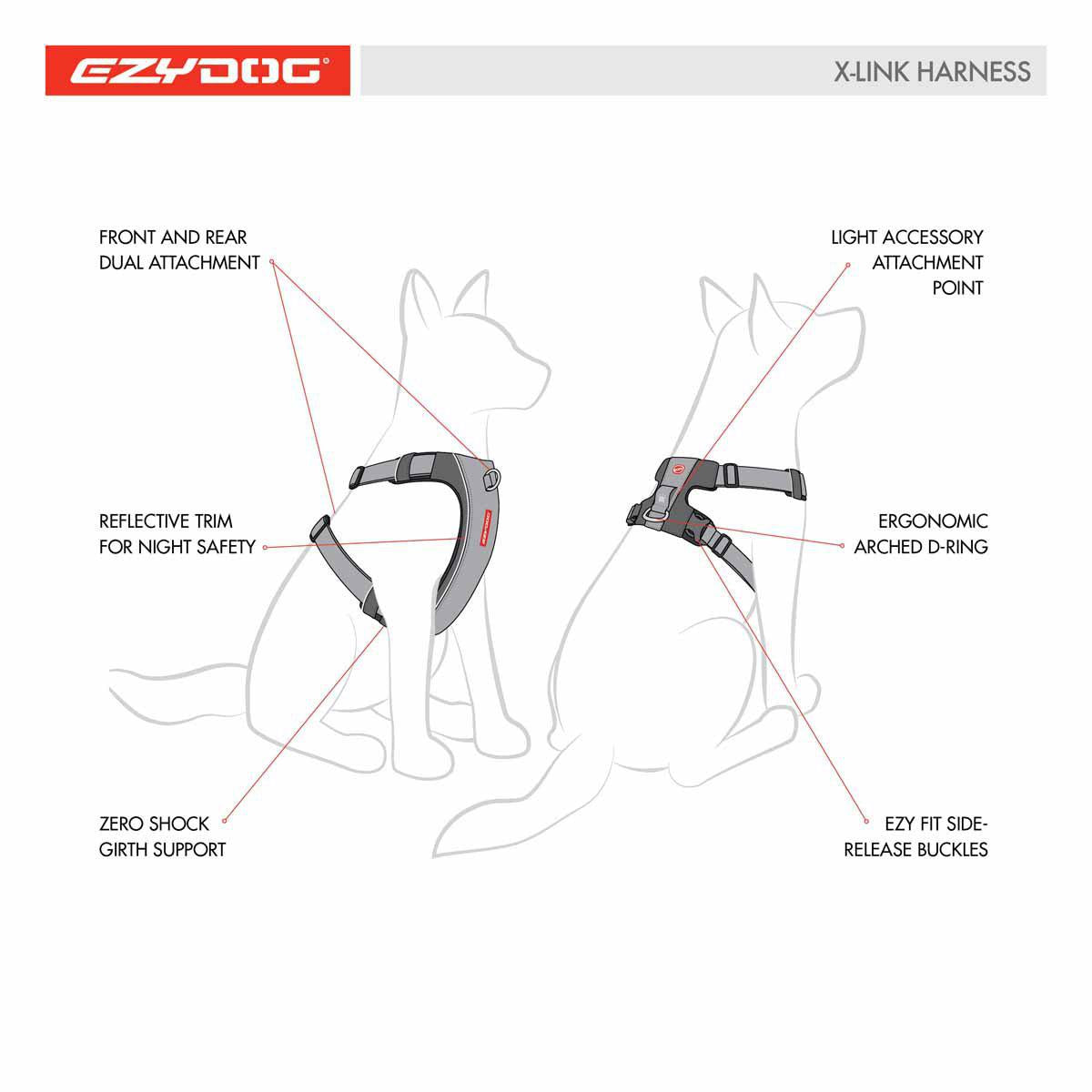 Ezydog Sele X-link Rosa M 10-19kg 'Justerbar'