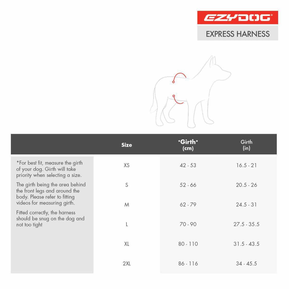 Ezydog Sele Express Svart Xl 56-97cm