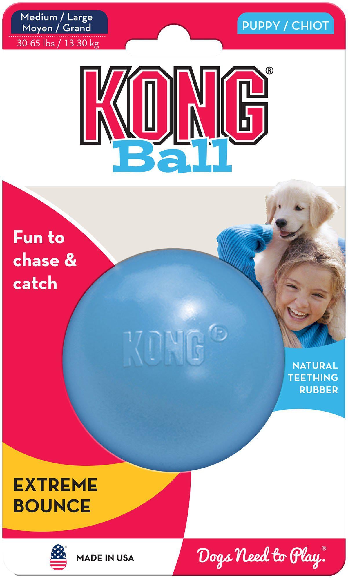 Kong Puppy Ball Medhål M/l Ø7,5cm