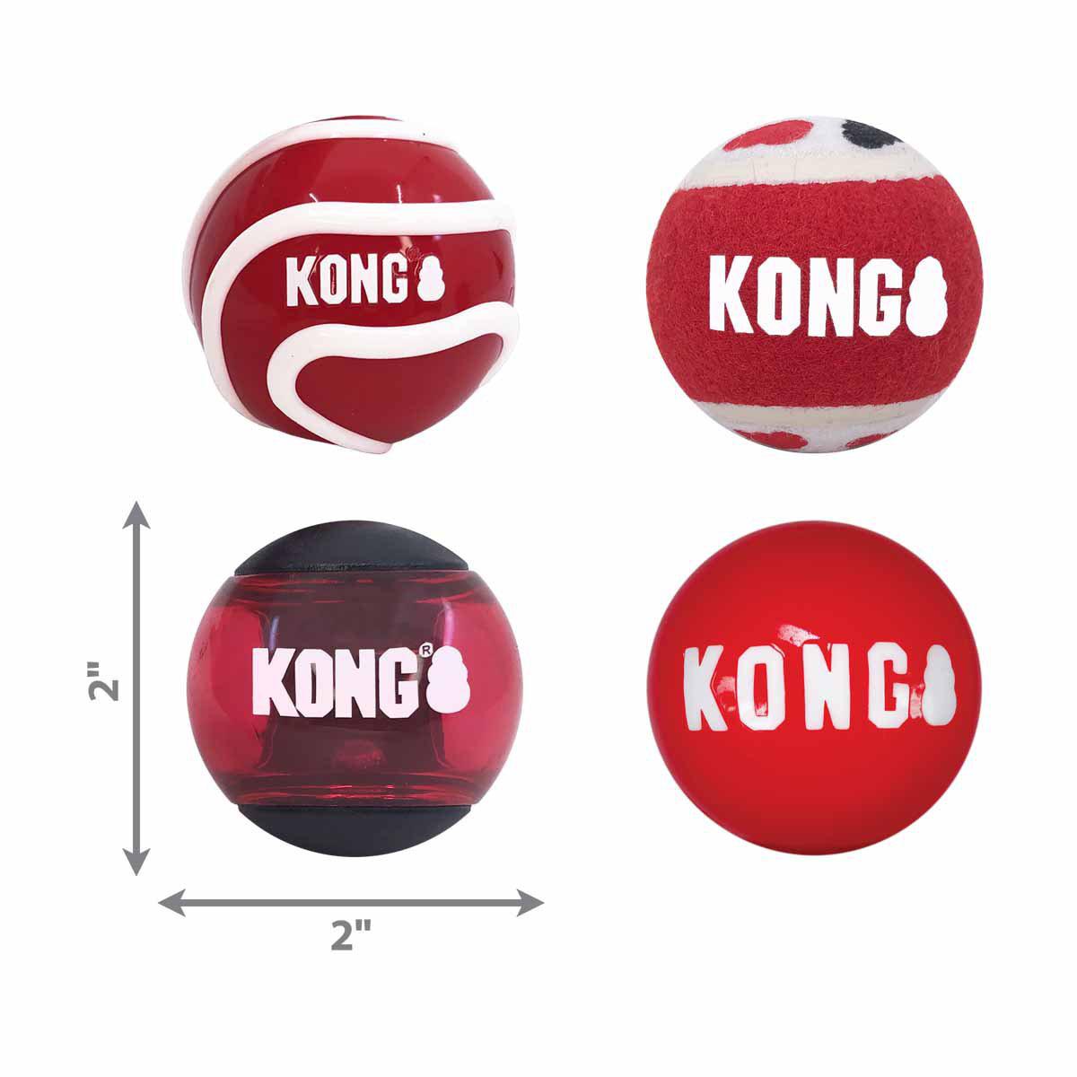 Kong Signature Balls 4-pack Small Mix Ø5,7cm