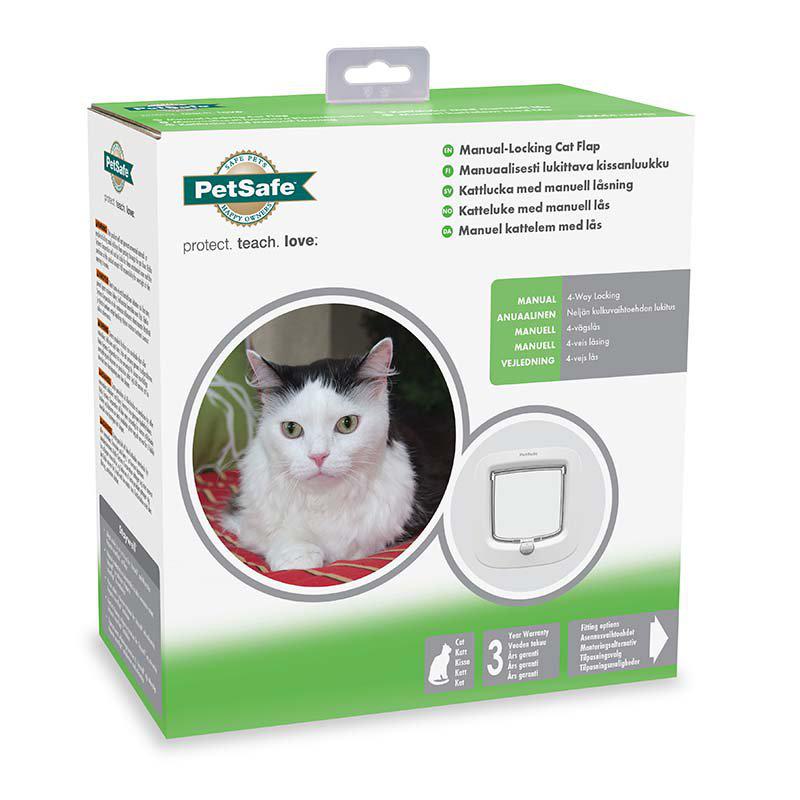 Kattdörr 4vägs Vit Petsafe Manuell Låsning