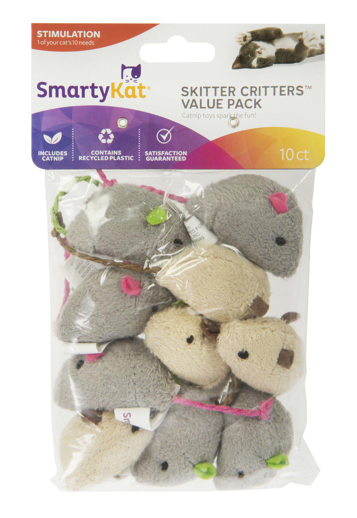 Smartykat Skitter Critters Mice 10st Catnip Value Pack 5x3cm