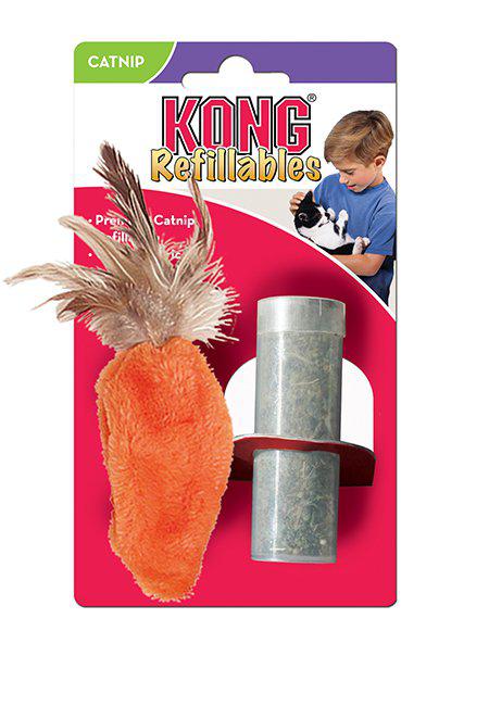 Kong Refillable Catnip Feather Top Carrot 13x6x1 Cm