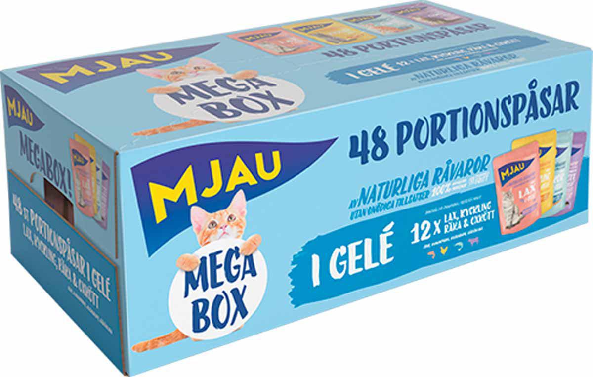 Mjau Pouch Megabox Kött O Fisk I Gelè 48x85gr