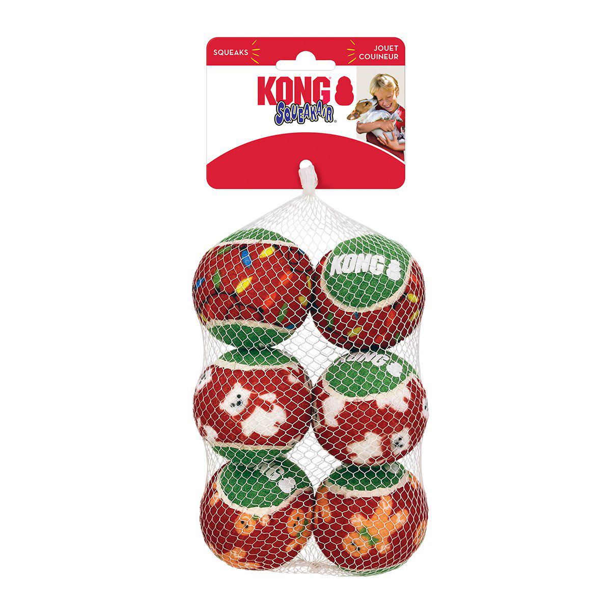 Kong Holiday Squeakair Ball 6-pack M Ø6,5cm